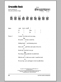 page one of Crocodile Rock (Guitar Chords/Lyrics)