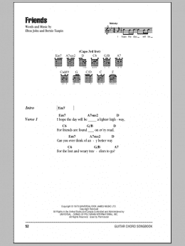 page one of Friends (Guitar Chords/Lyrics)