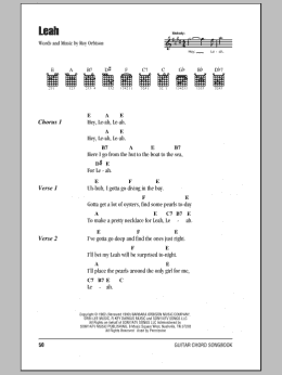 page one of Leah (Guitar Chords/Lyrics)