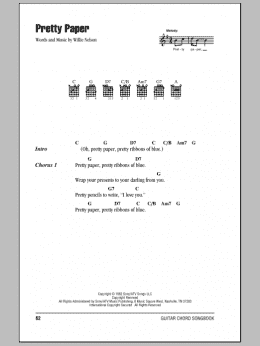 page one of Pretty Paper (Guitar Chords/Lyrics)