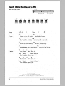 page one of Don't Stand So Close To Me (Guitar Chords/Lyrics)