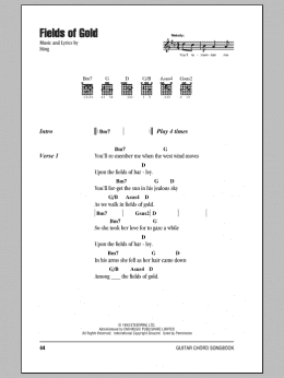 page one of Fields Of Gold (Guitar Chords/Lyrics)