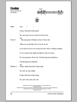 page one of Exodus (Guitar Chords/Lyrics)