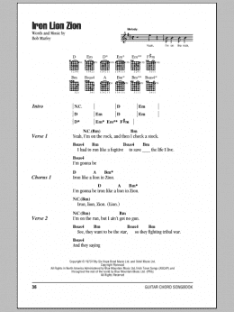 page one of Iron Lion Zion (Guitar Chords/Lyrics)