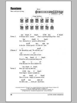 page one of Russians (Guitar Chords/Lyrics)