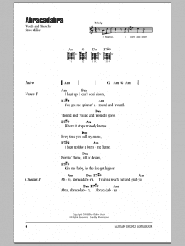 page one of Abracadabra (Guitar Chords/Lyrics)