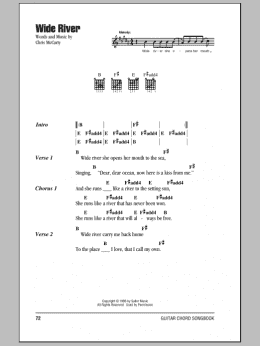 page one of Wide River (Guitar Chords/Lyrics)