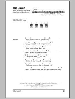 page one of The Joker (Guitar Chords/Lyrics)