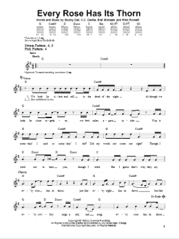 page one of Every Rose Has Its Thorn (Easy Guitar)