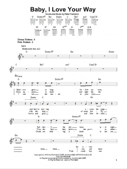 page one of Baby, I Love Your Way (Easy Guitar)