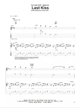 page one of Last Kiss (Guitar Tab)