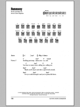 page one of Runaway (Guitar Chords/Lyrics)