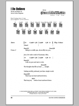 page one of I Do Believe (Guitar Chords/Lyrics)