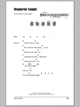 page one of Wonderful Tonight (Guitar Chords/Lyrics)