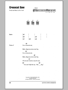 page one of Crosscut Saw (Guitar Chords/Lyrics)