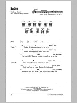 page one of Badge (Guitar Chords/Lyrics)