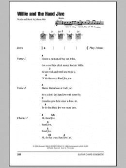 page one of Willie And The Hand Jive (Guitar Chords/Lyrics)