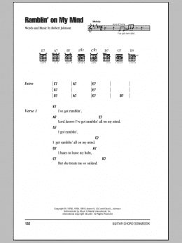 page one of Ramblin' On My Mind (Guitar Chords/Lyrics)