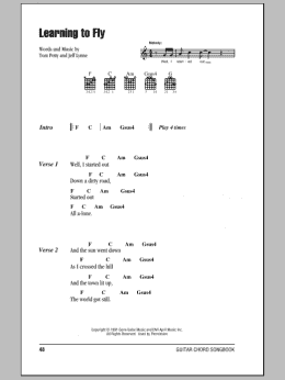 page one of Learning To Fly (Guitar Chords/Lyrics)