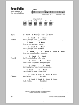 page one of Free Fallin' (Guitar Chords/Lyrics)