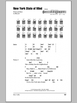 page one of New York State Of Mind (Guitar Chords/Lyrics)