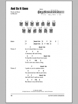 page one of And So It Goes (Guitar Chords/Lyrics)