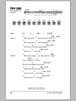 page one of Fire Lake (Guitar Chords/Lyrics)