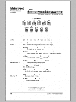 page one of Mainstreet (Guitar Chords/Lyrics)