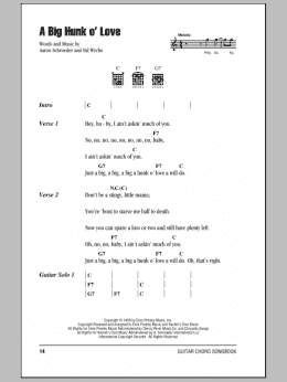 page one of A Big Hunk O' Love (Guitar Chords/Lyrics)