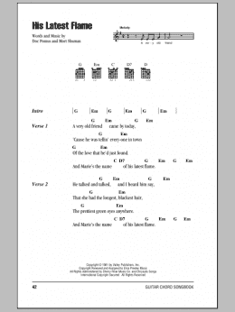 page one of His Latest Flame (Guitar Chords/Lyrics)