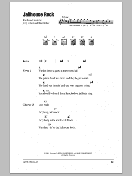 page one of Jailhouse Rock (Guitar Chords/Lyrics)