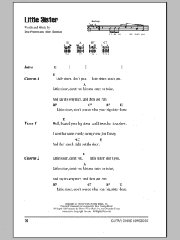 page one of Little Sister (Guitar Chords/Lyrics)