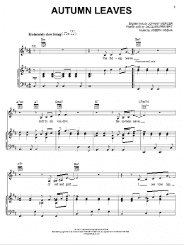 page one of Autumn Leaves (Piano, Vocal & Guitar Chords (Right-Hand Melody))