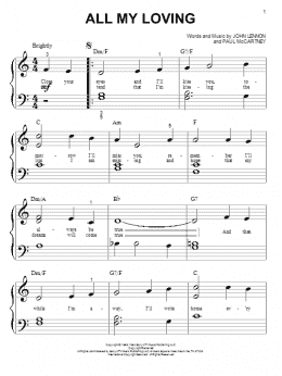 page one of All My Loving (Big Note Piano)