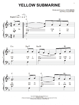 page one of Yellow Submarine (Big Note Piano)