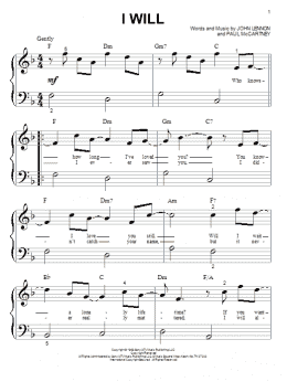 page one of I Will (Big Note Piano)