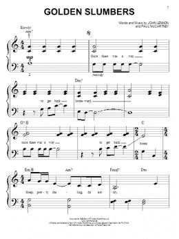 page one of Golden Slumbers (Big Note Piano)