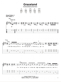 page one of Graceland (Easy Guitar Tab)