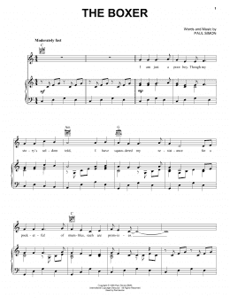 page one of The Boxer (Piano, Vocal & Guitar Chords (Right-Hand Melody))