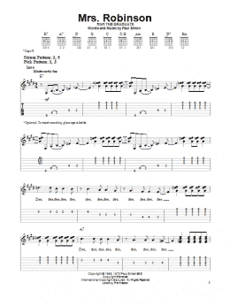 page one of Mrs. Robinson (Easy Guitar Tab)