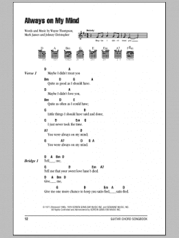 page one of Always On My Mind (Guitar Chords/Lyrics)