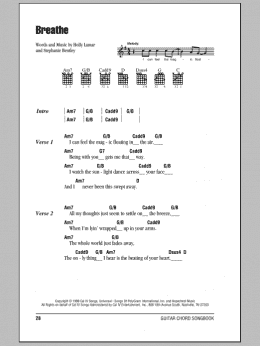 page one of Breathe (Guitar Chords/Lyrics)