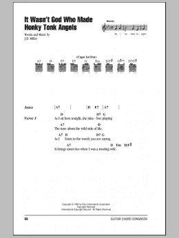 page one of It Wasn't God Who Made Honky Tonk Angels (Guitar Chords/Lyrics)