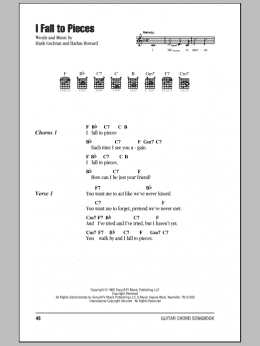 page one of I Fall To Pieces (Guitar Chords/Lyrics)