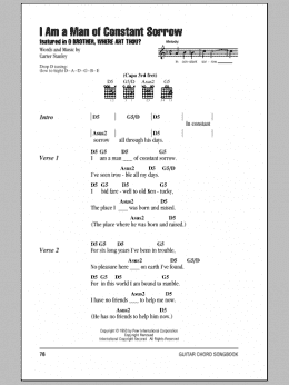 page one of I Am A Man Of Constant Sorrow (Guitar Chords/Lyrics)