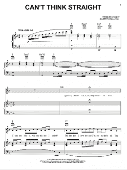 page one of Can't Think Straight (Piano, Vocal & Guitar Chords (Right-Hand Melody))