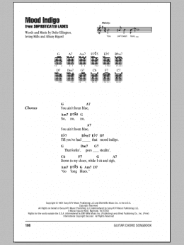 page one of Mood Indigo (Guitar Chords/Lyrics)