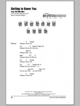 page one of Getting To Know You (Guitar Chords/Lyrics)