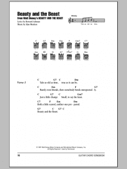 page one of Beauty And The Beast (Guitar Chords/Lyrics)