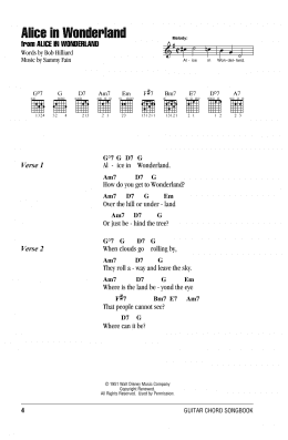 page one of Alice In Wonderland (Guitar Chords/Lyrics)